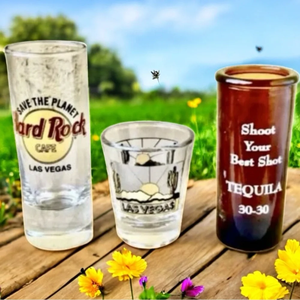 Hard Rock Cafe Shot Glass Las Vegas + 2 More